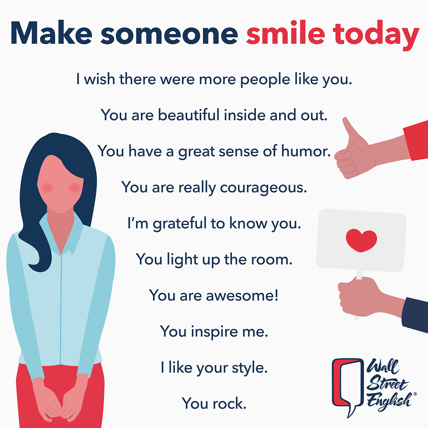 Compliments en anglais - make someone smile today